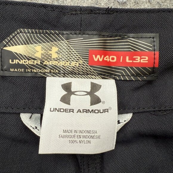 Under Armour Cargo Pants Men 40 x 32 Black Nylon Performance Adjustable Ankle - Picture 6 of 16